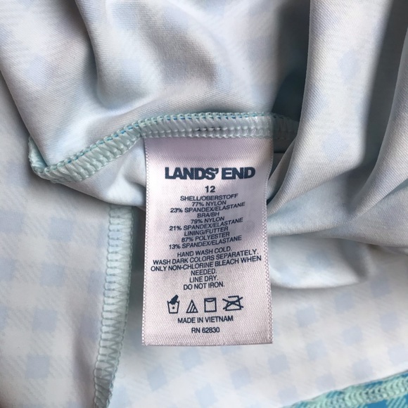 Lands End L. L. Bean Blue Checker High-Waist Tankini, EUC, 12/16 L/XL - Picture 6 of 13
